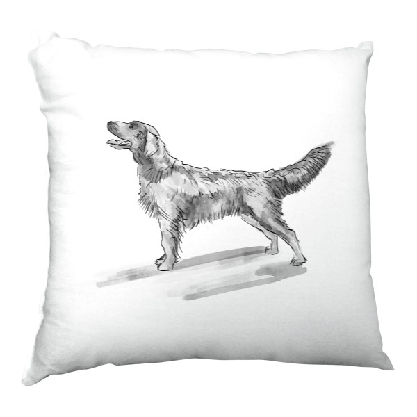 Polštář saténový s potiskem Flat coated retrívr