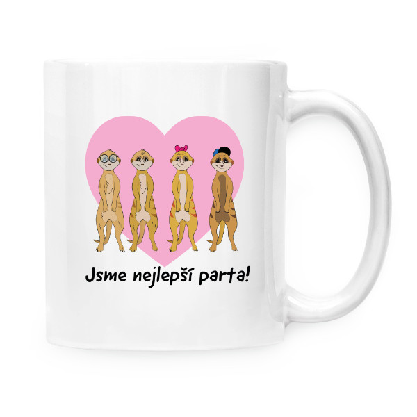 Hrnek malý bílý s potiskem Jsme nejlepší parta