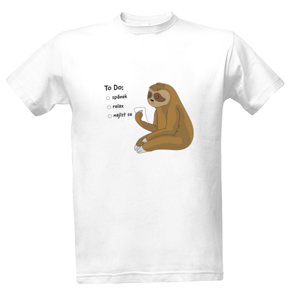 Tričko s potiskem Lenochod - To Do list 